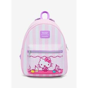 Loungefly Sanrio Hello Kitty Sweets Pink Stripe Mini Backpack NWT